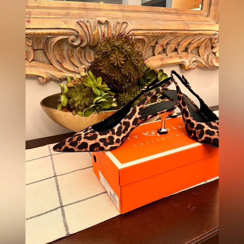Katy Perry Collections Gorgeous Leopard Print Slingback Kitten Heels Size 8 NIB